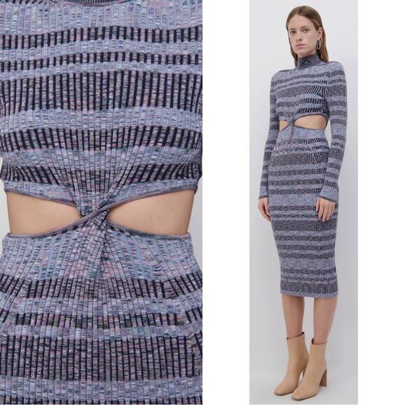 Jonathan Simkhai Fable Cutout Knit Space Dye Midi Dress Size Large - Picture 3 of 9